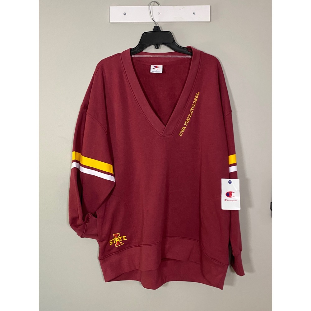 NWT Champion Iowa State Cyclones Women Large V-Neck Oversized Sweatshirt
